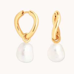 GOLD PEARLED WAY HOOP EARRINGS