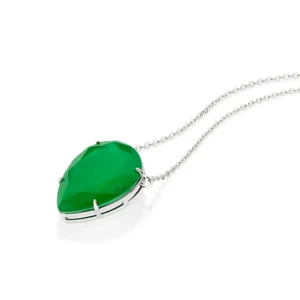 PLATINUM GREEN DROPLET NECKLACE