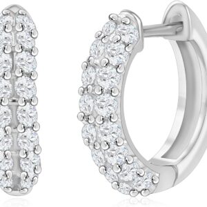 SILVER 925 STUDDED SMALL HOOP EARRINGS